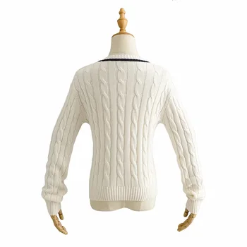 Jeseň plodín sveter kawaii roztomilý pletené svetre žena svetre s dlhým rukávom plodín top zimné oblečenie ženy pulóver vintage white