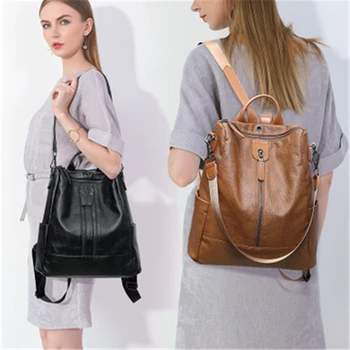 NOVÉ 2020 Módne dámske batohy Luxusné retro Street Dámske Kožené tašky Britský štýl Britský štýl taška cez rameno 02A