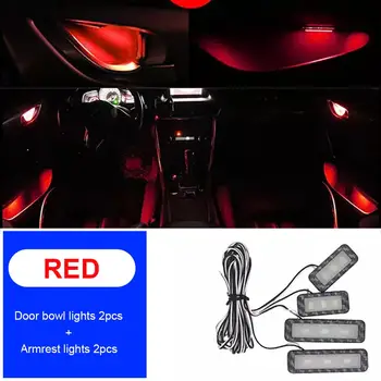 4pcs Univerzálny Auto Opierkou Vnútorné Miska Svetlo Dekoračné Cool Door Rukoväť Osvetlenie LED Auto Auto Interiéru Svetlo Príslušenstvo