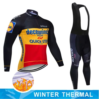 Teplé 2020 Zimné thermal fleece Cyklistické Oblečenie quick step mužov Jersey vyhovovali vonkajšie koni bike MTB oblečenie Náprsníkové Nohavice nastaviť