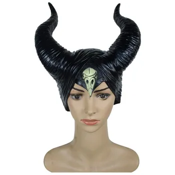 Býčie Rohy Klobúk Cosplay Maleficent Kráľovná Headpiece Ženy Halloween Kostýmy Anime Čarodejnice Headdress Strany Rekvizity