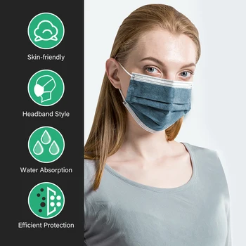 POWECOM 4 Vrstva Filter Úst Masku, Ochranné protiprachová Maska Na Tvár uhlím Masku, Jednorazové Hygienické Masky pre Dospelých Kryt