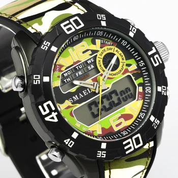 SMAEL Luxusné Značky Mužov Armády Vojenské Hodinky pánske Quartz Hodiny Male Móda, Športové Náramkové Hodinky LED Duálne Zobrazovanie náramkové hodinky