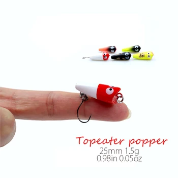5 ks Pack Topwater Mini Popper Lákať 25 mm 1,5 g Plávajúce Micro Wobbers pre Rybolov Pevného Návnadu Pesca Basy Kapra, Šťuky Rybárske Náčinie