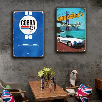 Ford Vozíky Samolepky Na Stenu Kovov Cín Prihlásiť Vintage Shelby Cobra Kovové Plagát Dekoratívne Plakety Značky Retro Garáž Muž Jaskyňa Dekor