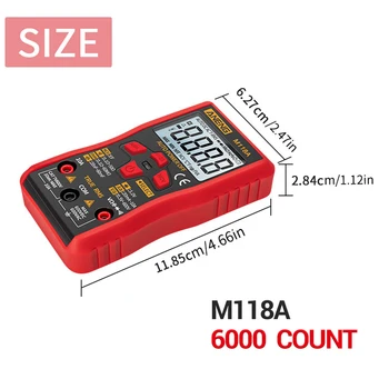 M118A Digitálny Mini Multimeter Tester Auto Mmultimetro True Rms Tranistor Meter S NCV Údaje Podržte 6000 počíta Baterka