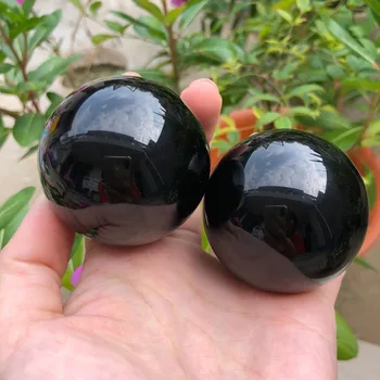 2 Veľké čierna obsidián sfére o čierny obsidián loptu fengshui oblasti domácej dec.