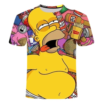 Simpsonovci pánske T-shirts 3d Tlač zábavné anime, t košele Muži/ženy Simpson Family O-krku-krátke rukávy nadrozmerná t-shirts top