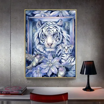 5D DIY Diamond Maľby Zvierat Tiger Plné Námestie Diamond Mozaiky Diamond Výšivky Cross Stitch Živice Vŕtať Domova