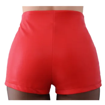 Ženy Sexy PU Šortky Klubu Nosiť Skinny Slim Faux Kožené Vysoký Pás Hot Krátke Black Red Nové Fahion Streetwear Jar 907-093