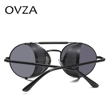 OVZA Steampunk slnečné Okuliare pre Pánske a Ženy Móda Openwork slnečné Okuliare Skladacia Strane Punk Slnečné Okuliare Oválne Kovové Rámy S6013
