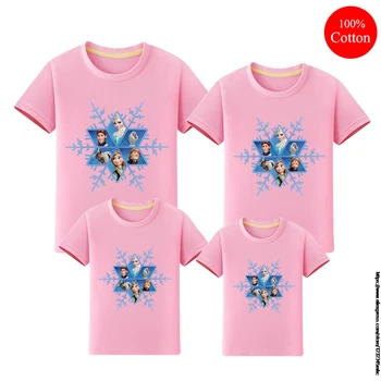 Disney Deti T-Shirts Cartoon Mrazené Anna Elsa Farebné Oblečenie Chlapec Dievča Bavlna Princezná Krátke Rukáv Top Čaj
