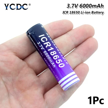 3,7 V 18650 Batéria 6000mAh ICR 18650 YCDC Nabíjateľná Lítiová Batéria Liion Pre Baterku Pochodeň Mini Ventilátor batery Li-ion Bateria