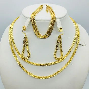 Veľkoobchod nové dubaj zlaté šperky dámske módne náhrdelník boutique šperky set svadobný náhrdelník 24k gold design náhrdelník
