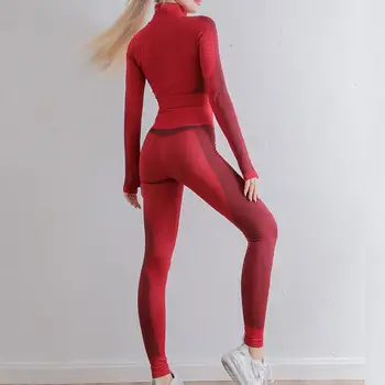 2021 Ženy, Tepláková Súprava Jogy Nastavenie Plynulej Fitness Sportsuit Telocvični Oblečenie Dievča Fation Jaket Soprts Vysoký Pás Legíny Oblečenie