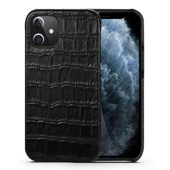 Originálne kožené ultra tenký tvrdý obal pre iPhone 12 Mini Pro Max 12Pro 12ProMax telefón prípadoch luxusné roztomilý 3D krokodíla zadný kryt