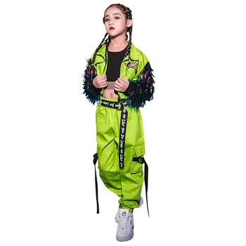 Nové jesenné a zimné deti jazz dance dievčatá hip hop voľné fluorescenčné street fashion hiphop vyhovovali kostýmy, detské oblečenie