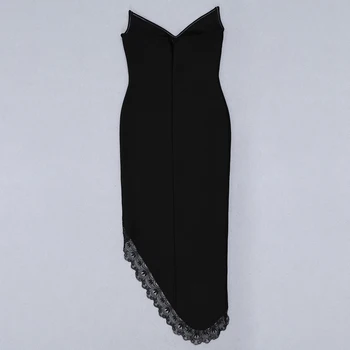 Vysoko Kvalitné Čierne Smokingy Otvoriť Vidlica Rayon Obväz Elegantné Šaty Club Party Šaty