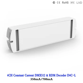 D4C-L 4CH CC DMX512 dekodér 4 kanál PWM aktuálne prijímač 350mA/700mA RGB/RGBW led controller signál ovládača, digitálny displej