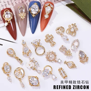 Najnovšie 5 ks strapec nail art zirkón Nechtov Luxusné Kovové Šperky necht Zirkón Diamond charms Nechtov Prívesok Manikúra dekorácie