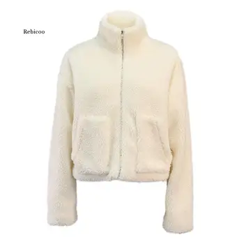 Nové Zimné Falošné Kožušinový Kabát Ženy Oblečenie Móda Farbou Hrubé Teplé Oblečenie Cardigan Bunda Plus Veľkosť Voľné Baránok Vlny Kabát