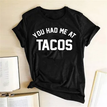 Ženy Vtipné Krátke Rukáv Crewneck Harajuku Grafické Voľné Tričká Letné Topy Tees Si Ma Na Tacos List Vytlačené T Tričko