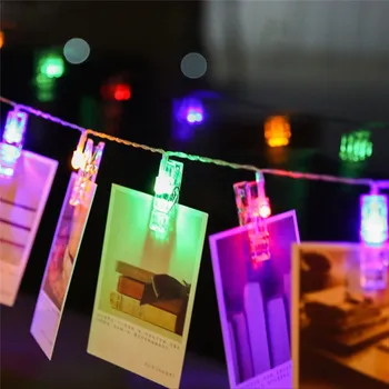 Garland Karty Foto Klip String Svetlá 1,5 M 10LEDs Led Víla Svetlo Vianoce Spálňa DIY Clothespin Tvary Batérie Vianočné Čítanie
