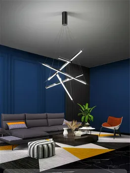 Moderné tvorivé black jedáleň luster Nordic vnútorné osvetlenie obývacej izby, kuchyne, dekorácie, lampy, schodisko Prívesok na Čítanie
