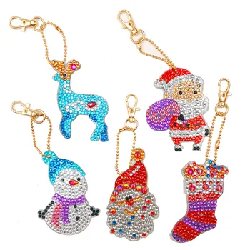 5 ks/set HOBBY Full Špeciálne Tvarované Diamond Maľovanie keychain Vianočné Cartoon Keyring Cross Stitch Výšivky Ženy Taška Kľúč Reťazca