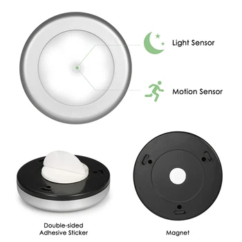 6 Ks Ultra-Jasné LED Magnetický Senzor Svetla Batérie Prevádzkované Bezdrôtový Stenu, Nočné Lampy Chodbách, Skrine, Skrinky