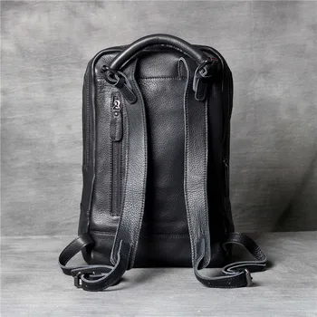 PNDME módne jednoduché, originálne kožené mužov dámy čierny batoh bežné mäkkej hovädzej kože notebook bagpack cestovné dámske luxusné bookbag