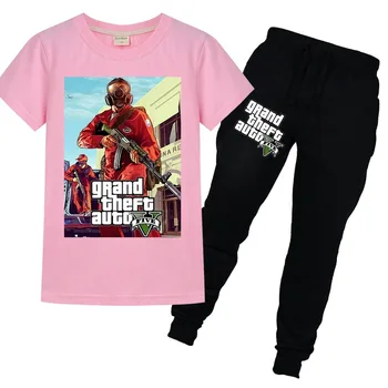 Grand Theft Auto Hra Dlhé Nohavice 2ks Deti Sady GTA 5 T Shirt Chlapcov, Dievčatá, Deti, Batoľa Dievča Oblečenie Roupa Infantil Menina