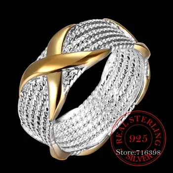 925 Sterling Silver Šperky Vintage etnických Farba X Strieborné Prstene pre Ženy, Mužov, Veľkosť 6 7 8 9 Móda Anel De Prata Bijoux