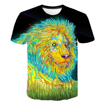 2020 Lete Nové Mužov Abstraktné tie-Dye t shirt Line Graffiti Creative t-shirt 3d Tlač O-Krku Bežné Ulice, Hip-Hop Muži Top