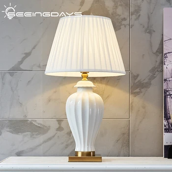40x70cm Európskej Moderné a Jednoduché Biele Keramické Stolové Lampy, Spálňa, Obývacia Izba, Nočné Lampy, Domáce Dekorácie
