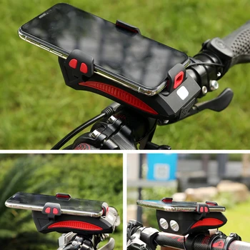 Bicykel Predné Svetlo Blesku S Držiaka Telefónu Horn Alarm Bell USB Nabíjateľné Cyklistické Bicykli Lampa Svetlometu 4000mAh Power Bank