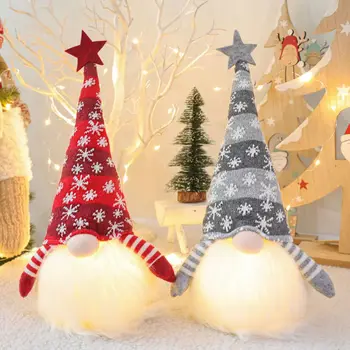 3 KS Christmas Elf Dekorácie Dlho Klobúk Swedish Language Tomte Hračka Bábika Ozdoby s LED Svetlo, Vďaka Dávať Deň Dary
