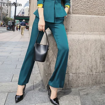 Lenshin Obličkového Nohavice Nohavice Letné Pracovné oblečenie Full-Dĺžka pre Ženy Štíhle Ženy Office Lady Style