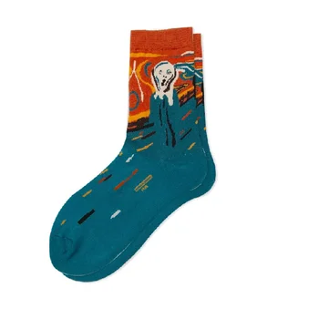 7 párov veľa pack mužov ponožky Van Gogh Olejové maľby ponožky happy zábavné ponožky Hviezdne nebo bavlnené ponožky