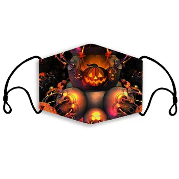 Maska 3D Halloween Tekvica Vytlačené Masky PM2.5 Kryt Umývateľný Facemask Masky Opakovane Tvár Bavlna Maska Priedušná protiprachová Maska