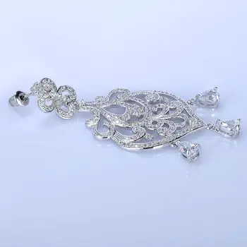 Najnovšie Luxusné biele, zlaté Šperky Dizajn AAA CZ Kryštálmi Visieť Drop Náušnice pre Svadobné Ženy, Svadobné GLE4222