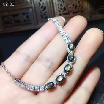 KJJEAXCMY Jemné Šperky 925 sterling silver vykladané prírodné star sapphire žena náramok podpora detekcie luxus