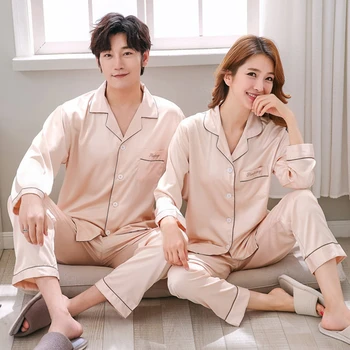 Pár pyžamo пижама dlhým rukávom ice hodváb sleepwear kórejskej ženy lete tenké 2PS pijamas vydatá nevesta ženícha domov služby