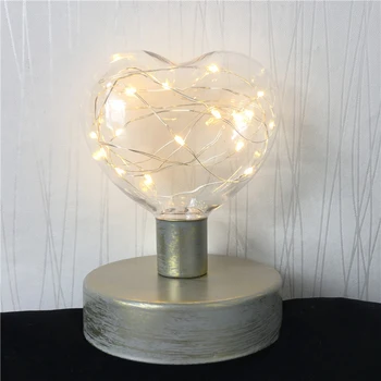 Romantická Láska Tvaru Teplej Bielej Železa Stolná Lampa Retro Kovové Svete Žiarovka Diamond Nočné Lampy Domova Stôl Svetlo Nočné Osvetlenie