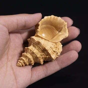 8 cm Conch Krušpán Rezbárstvo Shell Remesiel Sľubný Feng Shui Masívneho Dreva Socha Domova