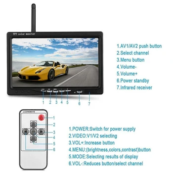 Podofo 7 Palcový HD Bezdrôtový TFT LCD Vozidlo Zadné View Monitor Zálohy Kamera Parkovací Systém S Nabíjačka do Auta Pre Truck RV prípojného vozidla