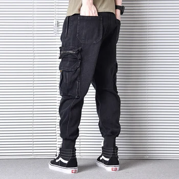 Streetwear Módy Mužov Džínsy Loose Fit Multi Vrecká Cargo Nohavice Kvalitné Japonské Vintage Dizajnér Hip Hop Rifle Mužov Joggers