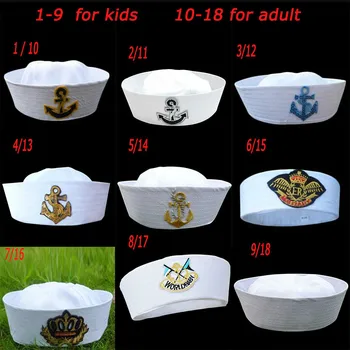 Vojenské Čiapky Biela Kapitán Námornícky Klobúk Navy Marine Čiapky s Anchor Armády Čiapky pre Ženy, Mužov Detskej Fantázie Cosplay Klobúk Príslušenstvo