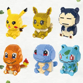 Pokémon Série Mini Stavebné Bloky, Hračky, Kreslené Picachu Model Vrecku Monštrá Vzdelávacie Stavebné Bloky, Tehla Deti Hračka Dary