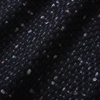 Nové Dámske Čierne Tweed Bundy Koberčeky Coats Jeseň Malé Vôňa Dlhý Rukáv Elegantné Strapec Bundy Otvoriť Steh Nátery Vrchné Oblečenie